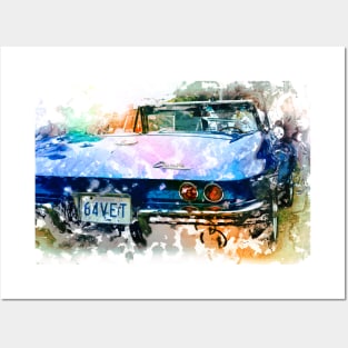 Corvette 1964 - Watercolour Posters and Art